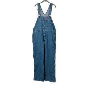Dickies Men's Sz 38 x 30 Carpenter Bib Overalls 100% Cotton Workwear Medium Wash